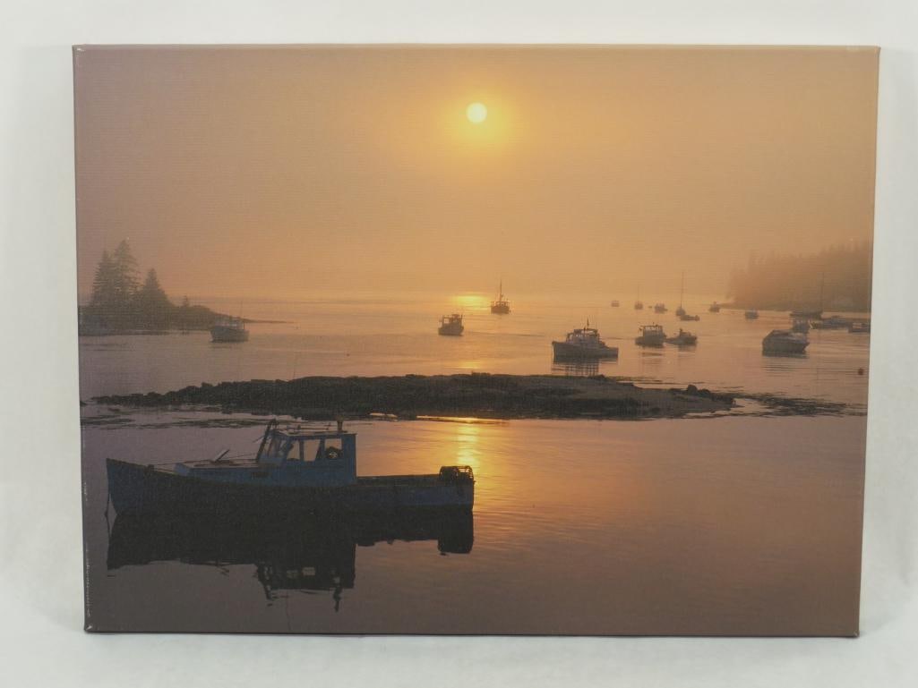 Dennis Curran Color Photograph: Maine Lobster Boats, 18" x 24", canvas gallery wrap