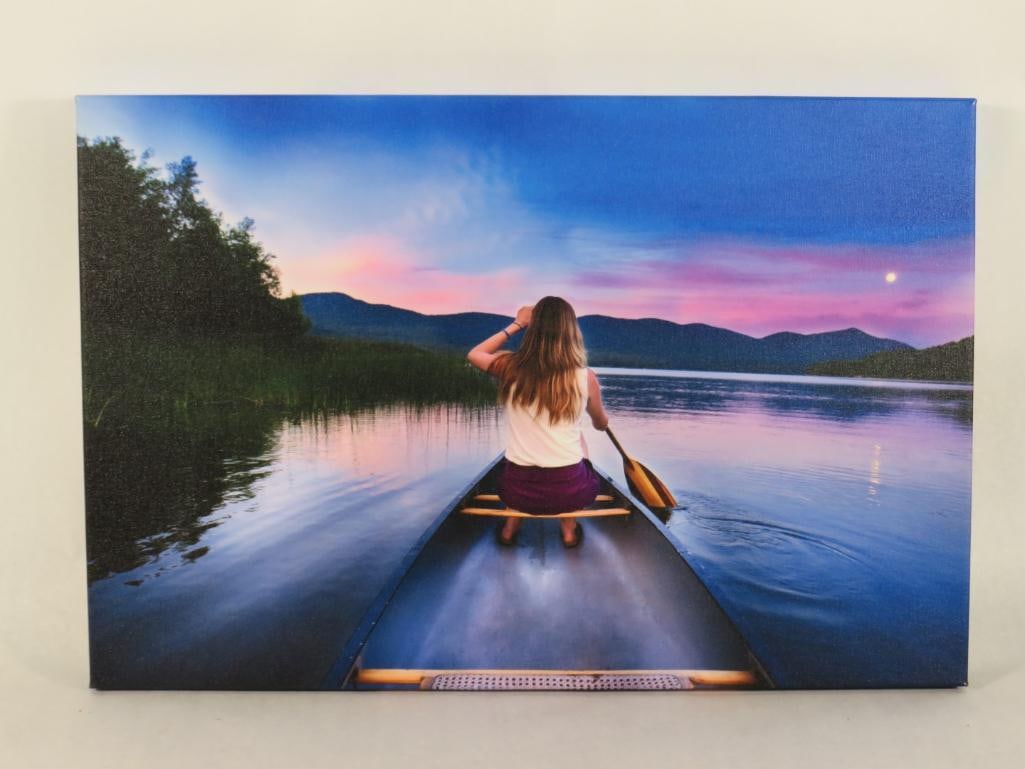 Dennis Curran Color Photograph: Canoeing on Blueberry Lake, Warren, VT (?), 16" x 24", canvas gallery wrap