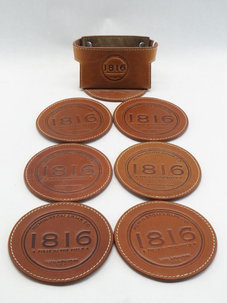 (6) Pc. Remington 1816 Leather Coaster Set: .