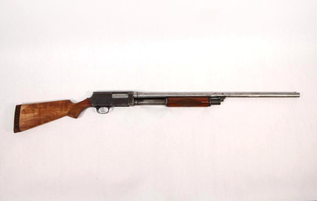 Sears Roebuck Model 102-25 Ranger Slide Action Shotgun: s.n. 72778, 12 Ga., 28" plain barrel, cylinder bore, stock replaced. C&R (24-0194)