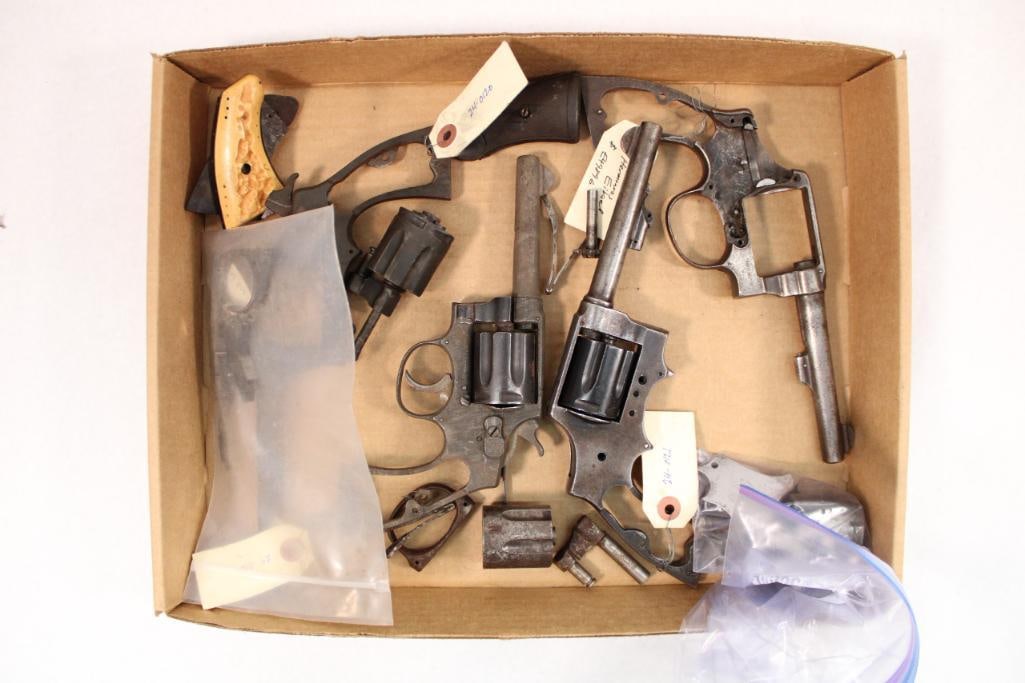 (4) pc. Gunsmith's Double Action Revolver Lot: Eibar Orbea Hermosa, s.n. E49496, .38 Largo. Modern (24-0119); Benito Guisasola, s.n. 12758, .38 Long. Modern (24-0120); Manuel Escodin Model 1926, s.n. N13543,.32 Win. Modern (24-0121); Beistegui Bro