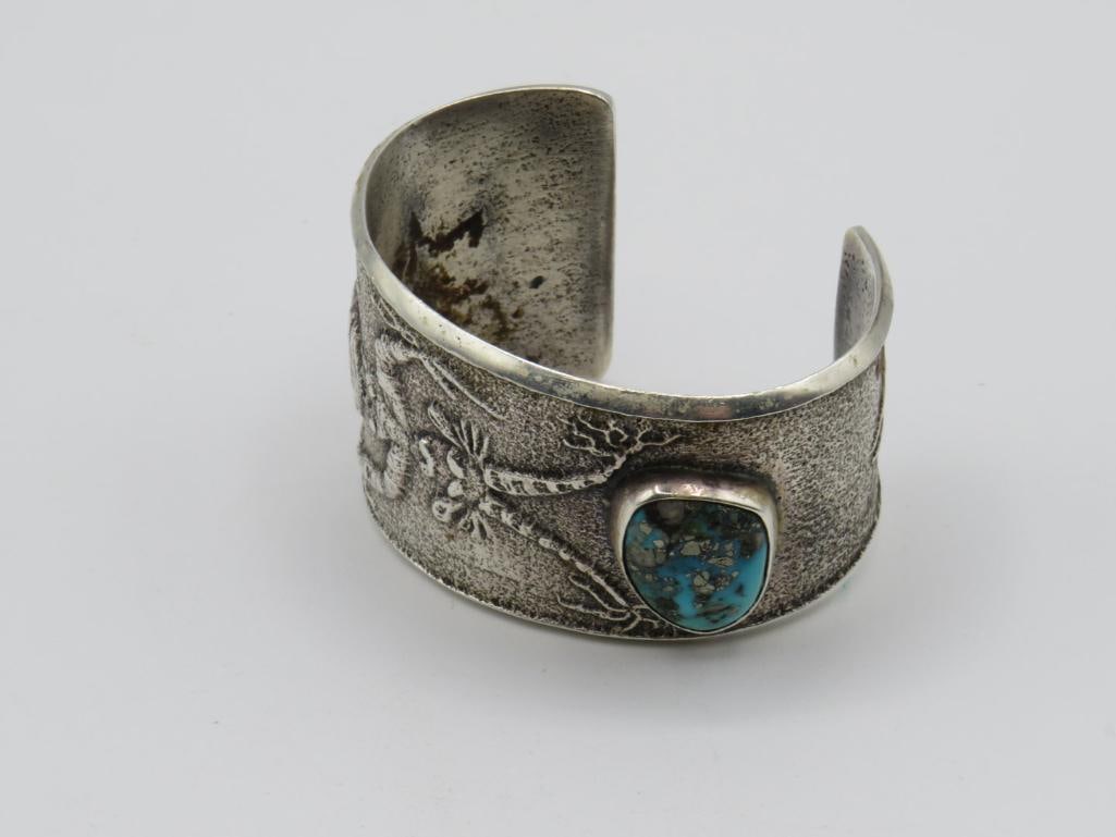 Preston Monongye Sterling Silver & Turquoise Bracelet (1 of 13)