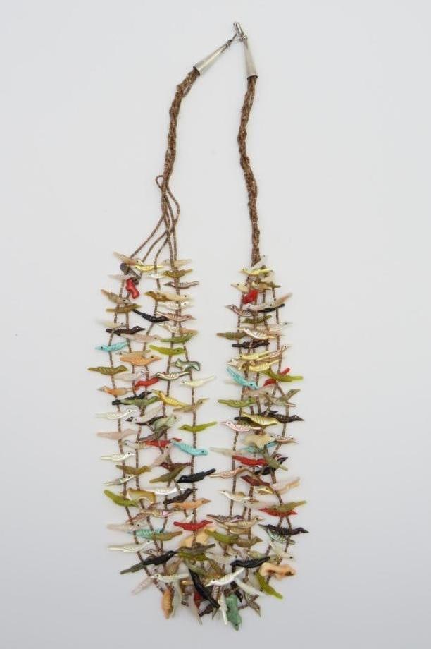 Lavina Tsikewa Five Strand Shell Heishi and Carved Stone Fetish Necklace (1 of 11)