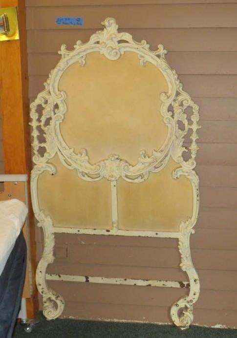 (2) Cast Iron & Upholstered Twin Bed Headboards: 34"x62"