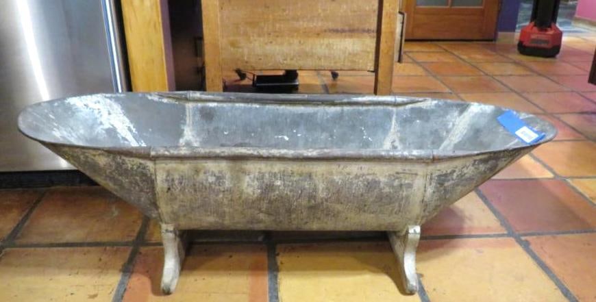 Antique Child's Tin Bathtub and (2) Tin Canisters (1 of 3)