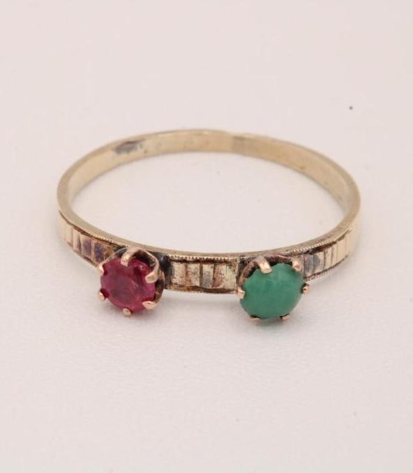 14K Yellow Gold, Turquoise and Ruby Ring (1 of 7)