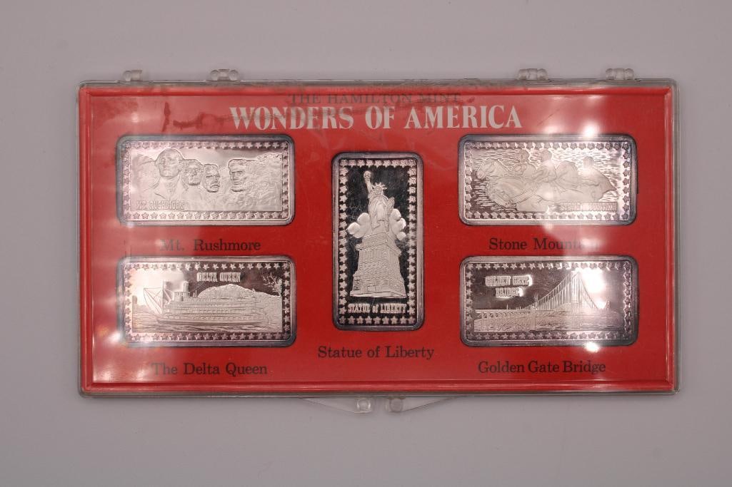 (5) Wonders of America 1 Ounce .999 Silver Ingots (1 of 2)