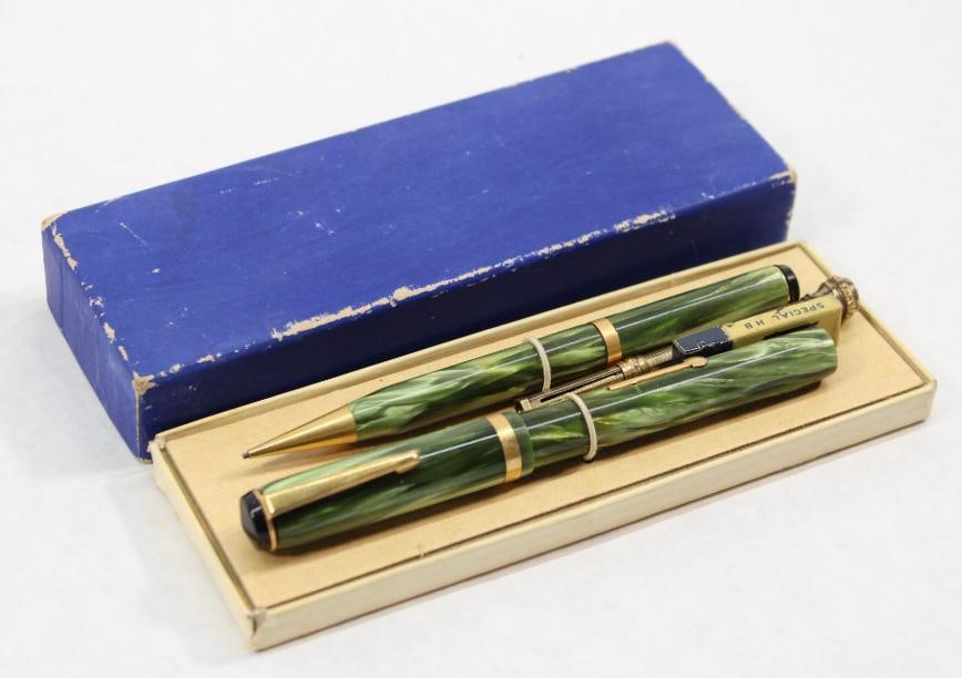Vintage Fountain Pen & Pencil Set: and a gold filled Victorian pencil