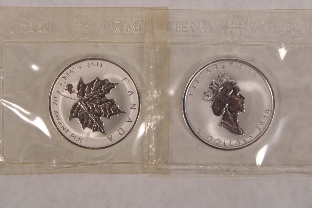 (2) Canada $5 .9999 Silver Maple Leaf Coins (1 of 4)