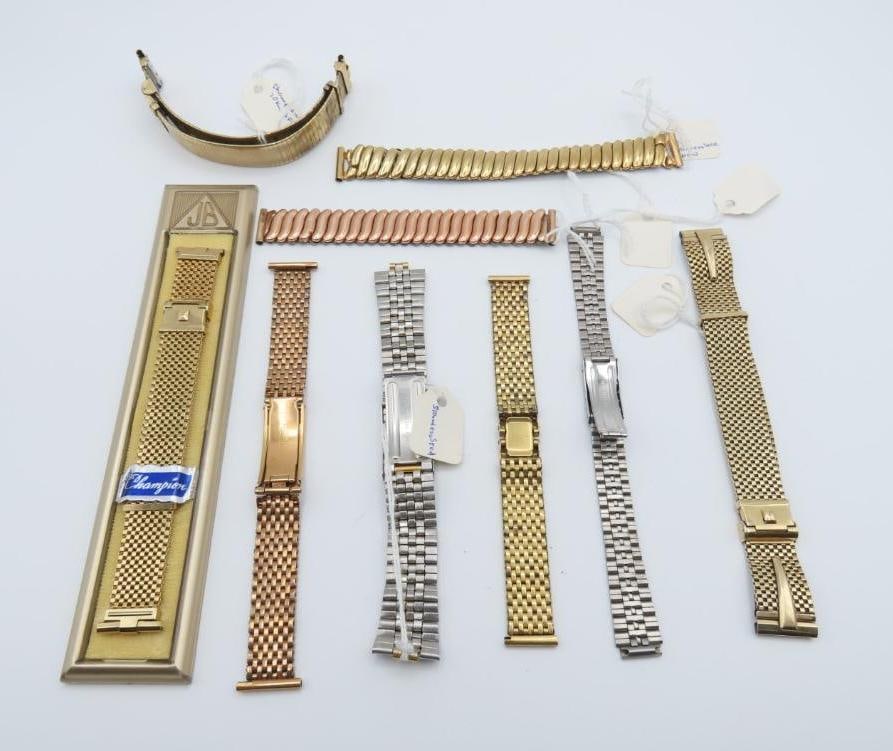 (9) Watch Bands: including (7) vintage gold filled