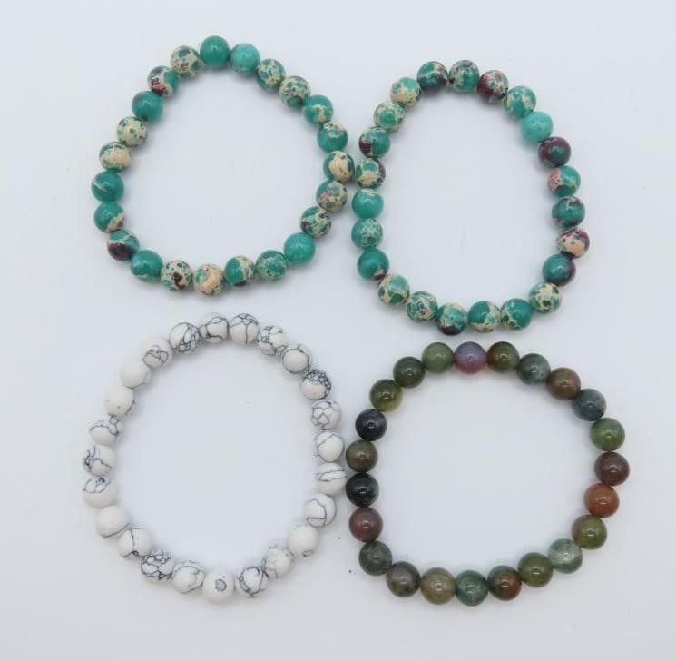(4) Stone Bead Bracelets:  