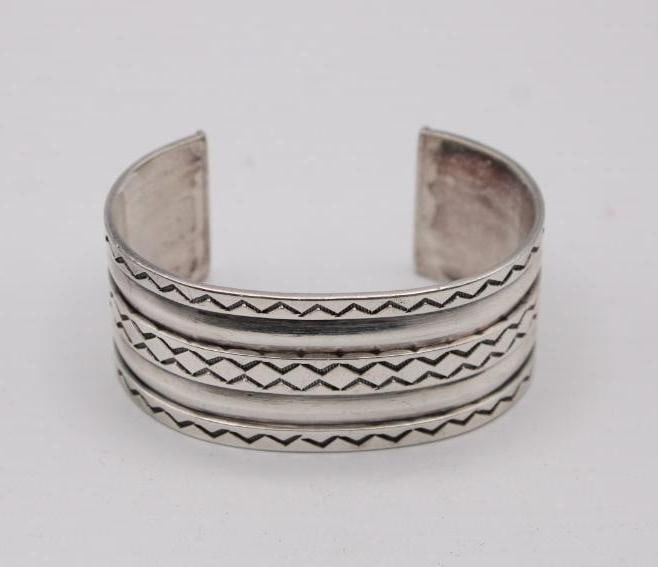 Stamped Navajo Silver Bracelet (1 of 9)