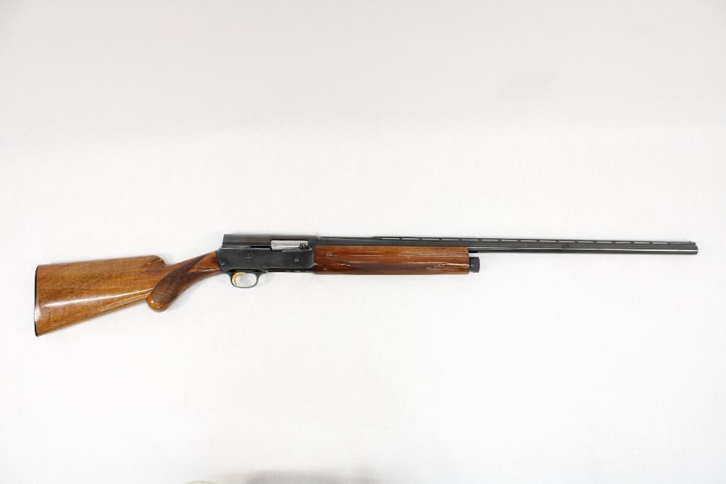 Browning Model A-5 "Sweet Sixteen" Semi-Automatic Shotgun: s.n.. 6S50280, 16 Ga., 27.5" ventilated rib barrel, 2.75" chamber, modified choke, converted to left hand safety (original safety included), Belgian made, in fine unmolested condition, ca. 1966. C&R (