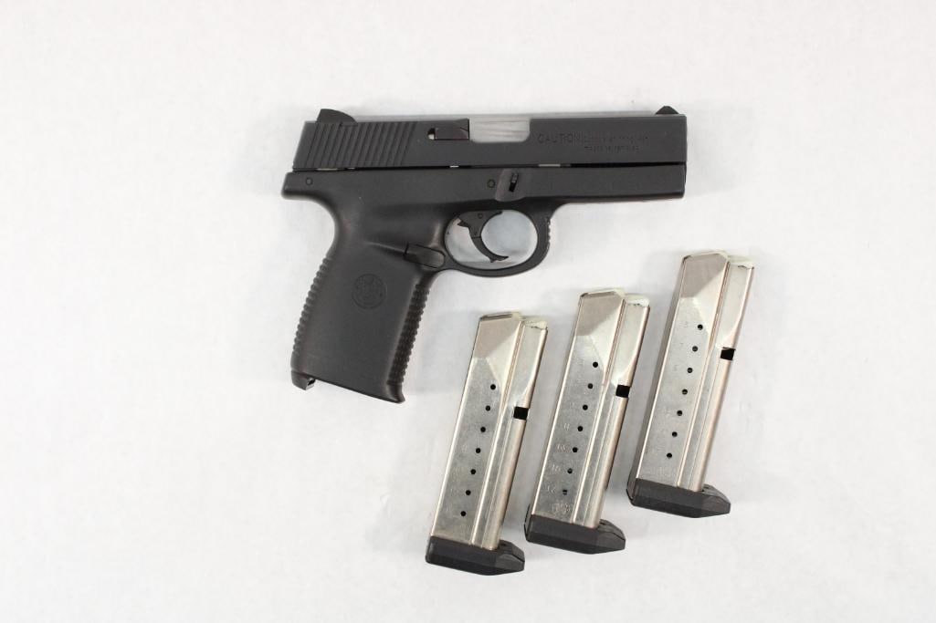 Smith & Wesson Model SW9C Semi-Automatic Pistol: s.n.. PAK9756, 9mm, w/ (3) 17 round magazines "restrictions" & S&W hard case. Modern (24-0408)