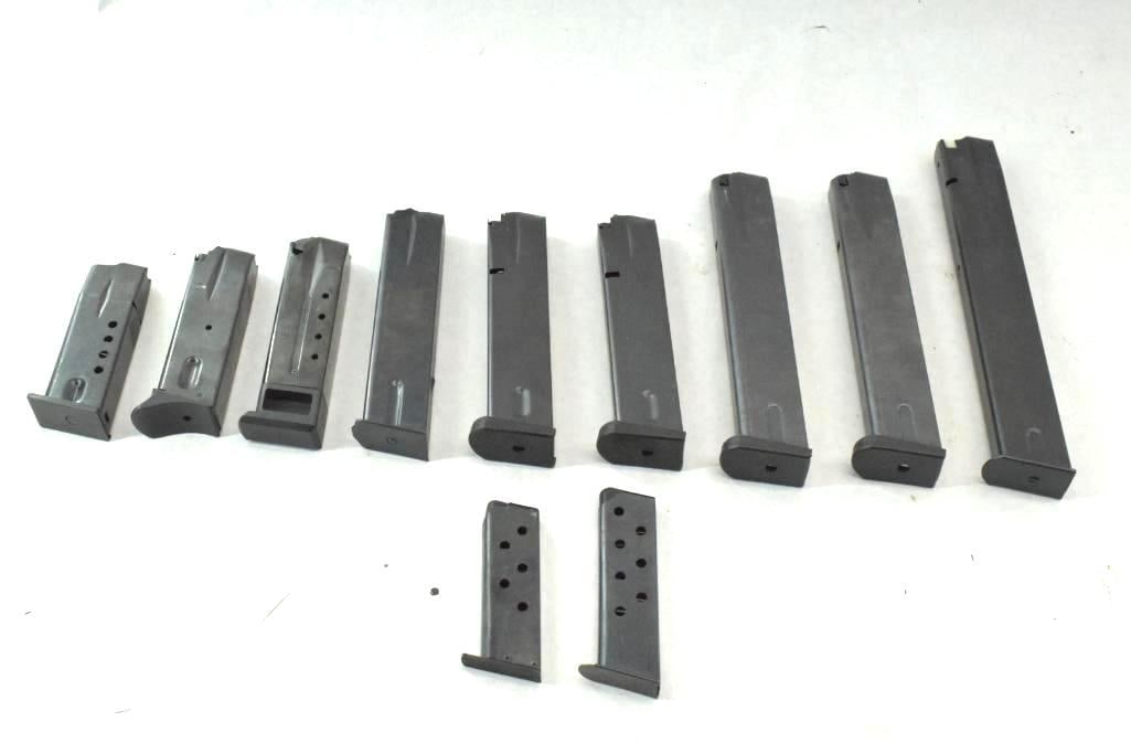 (11) Asst. Pistol Magazines: mostly 9mm, *Restricted