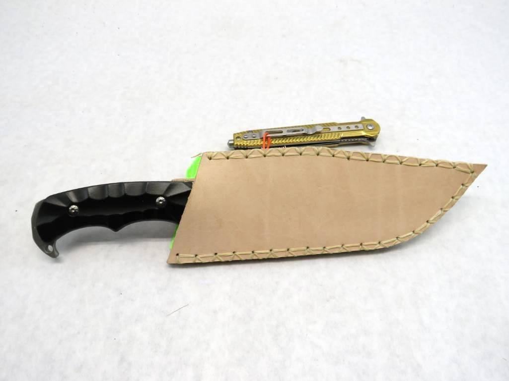 Hibben Legacy Fixed Blade Knife with Hand Made Leather Sheath and Folding Knife (1 of 9)