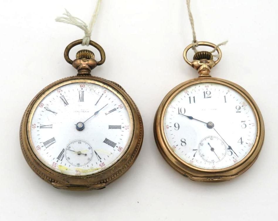 (2) Waltham Gold Filled Pocket Watches: s.n. 10938594, 51mm & s.n. 111669272, 55mm