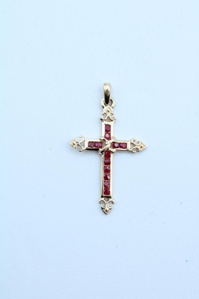 14K Yellow Gold & Ruby Cross Pendant (1 of 7)