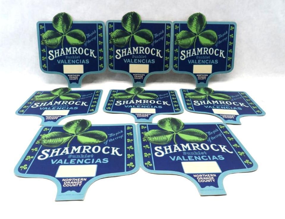(8) Vintage Sunkist Shamrock Valencias Oranges Store Display Signs (1 of 3)