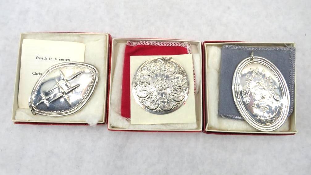 (3) Towle Sterling Silver Christmas Ornaments:  