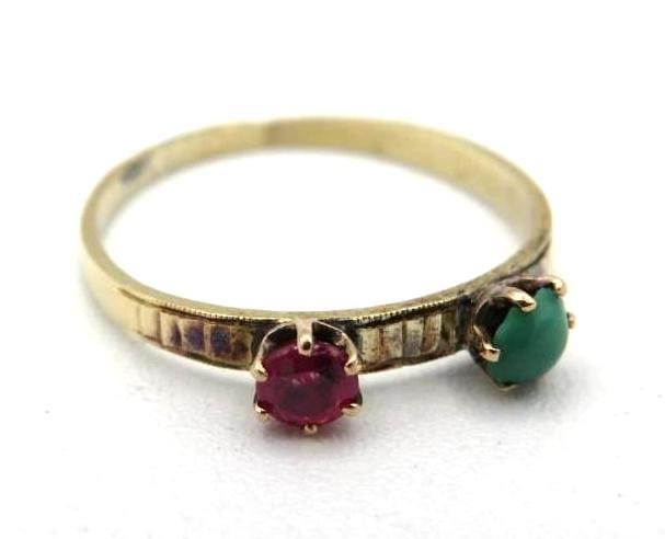 14K Yellow Gold, Turquoise & Ruby Ring (1 of 5)