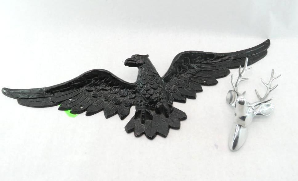(2) Wall Mounted Metal Decoratives, Eagle & Stag (1 of 9)