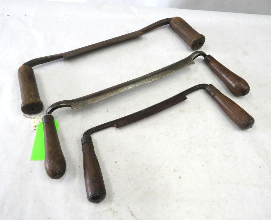 (3) Black Smith Made Draw Shaves: 11", 8", 6 1/4" blade sizes