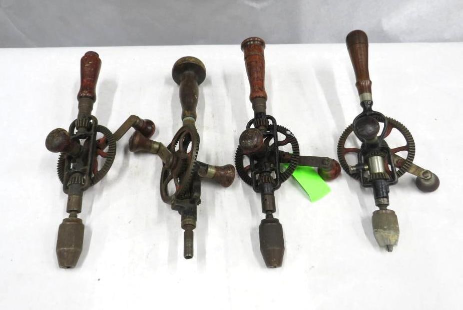 (4) Egg Beater Hand Drills: incl. Goodell-Pratt and others