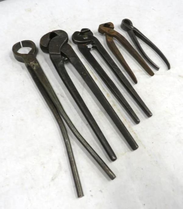 (5) Asst. Nippers: incl. 9 1/2" Dreadnaught chain plier, 11" nipper, 6 1/4" nipper, 6" W&C Wynn, and 12 1/2" nippers