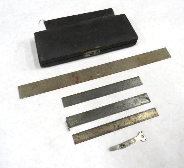 (4) Metal Rulers, (1) Spark Plug Adjustment Tool, & Starrett No. 217 Micrometer (1 of 6)