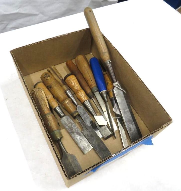 (10) Asst. Wood Chisels: incl. Marples, Great Neck, and others