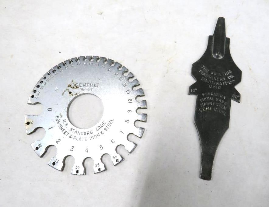General No. 21 Standard Gage & PMC Five Way Tool: gage is for sheet & plate iron & steel