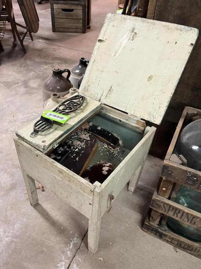 Antique Shoe Polish Cabinet w/ Brushes: Antique Shoe Polish Cabinet w/ Brushes