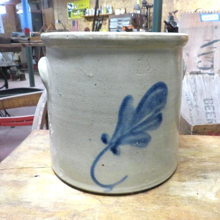 Antique Salt Glazed Crock:  