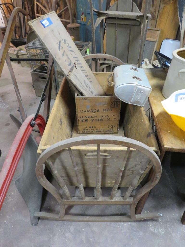 Antique Wood Johnnie Walker Liquor Box & Antique Cradle (1 of 4)