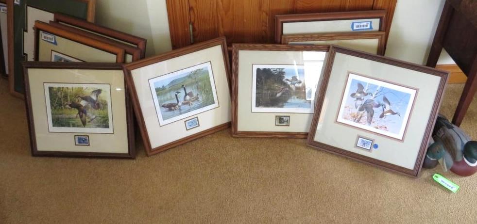 (5) Vermont Jim Killen Prints & Stamps: all migratory waterfowls; 15"x15"