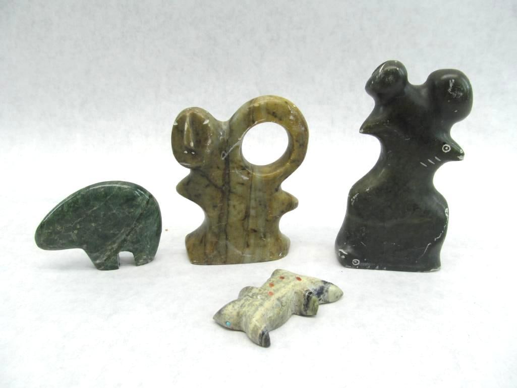 (2) Inuit Carvings & (2) Stone Fetishes (1 of 3)