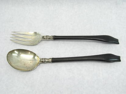 Whiting Sterling & Teak Salad Set: Patent 1891 