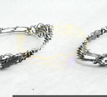 Silver & Amethyst Taxco .925 Bangle: Signed Carsi 