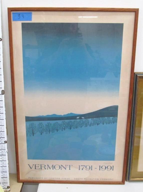 Sabra Field Signed Vermont Bicentennial Poster: 23x35