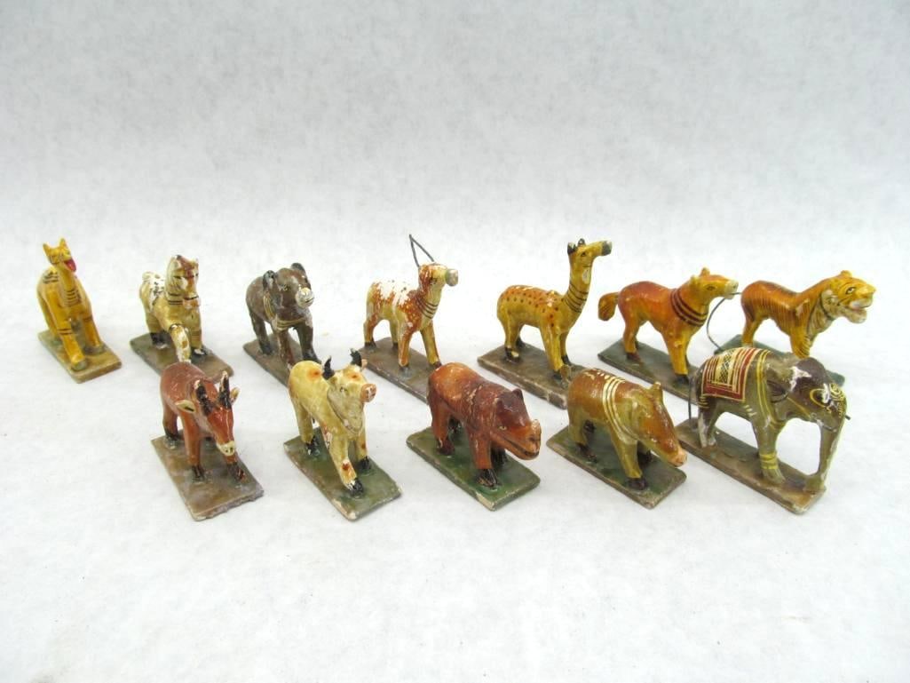 (12) Carved & Painted Southeast Asian Animals: Approx. 1 X 2