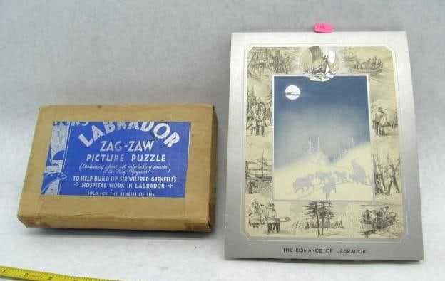 1936/7 Raphael Tuck Grenfell Industries Calendar: w/Grenfell Puzzle, Adrift on an Ice Pan & Notecards