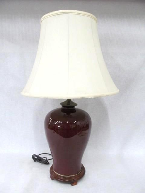 Oxblood Glaze Chinese Vase Lamp:  