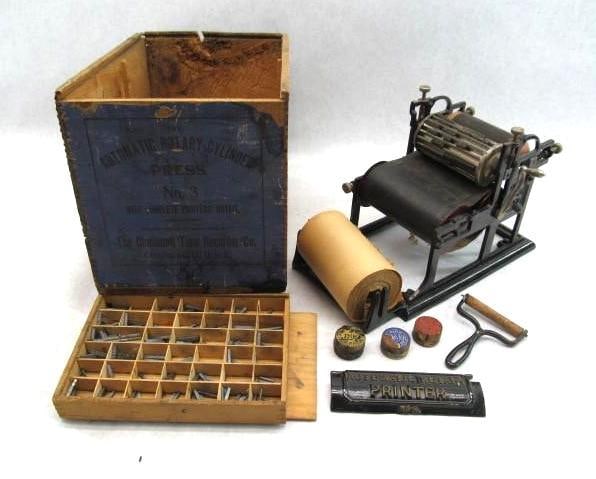 Antique Printing Press w/Original Box (1 of 4)