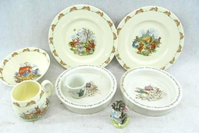 (8) Peter Rabbit Dishes: Wedgwood, Royal Doulton, Beswick