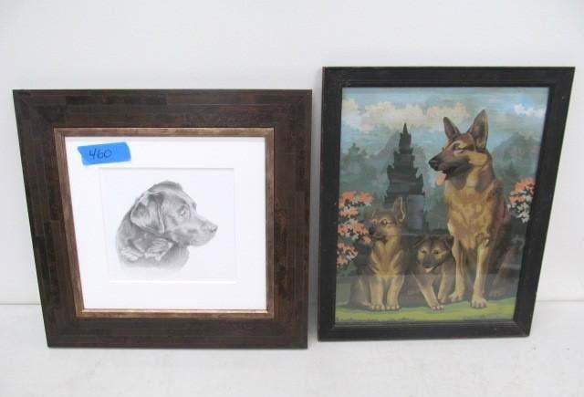 German Shepherd Paint by Number: 18x22; With another framed dog portrait