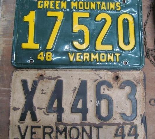 (2) 1940s Vermont License Plates:  