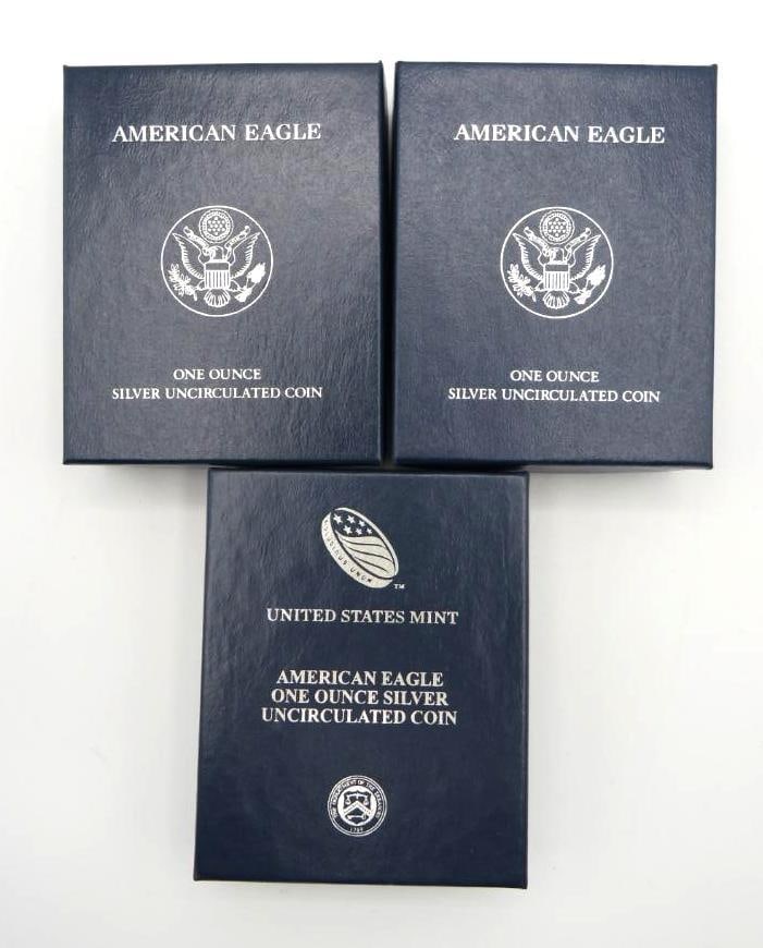 (3) U.S. Silver Eagle Uncirculated Coins (1 of 18)
