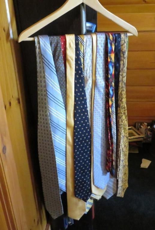 Collection of Asst. Designer Ties: incl. Brooks Brothers, Bill Blass, J. Garcia, and more; Location: 2nd Floor Bedroom