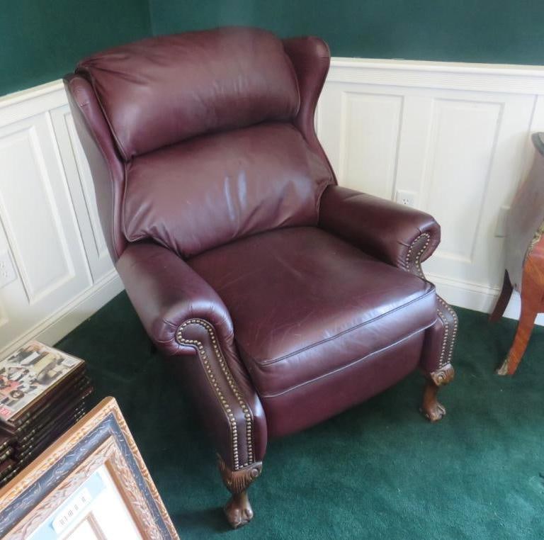 (2) Burgundy Leather Recliner Chairs (1 of 12)
